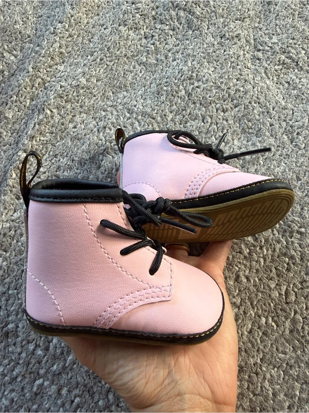 Dr. Martens 1460 Crib Booties Pale Pink Leather Baby Shoes NWOT